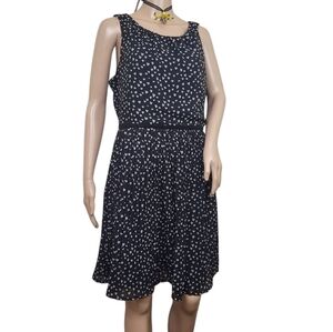 GAP Black Heart Polka Dot Sleeveless Fully Lined Pleated Skirt Dress